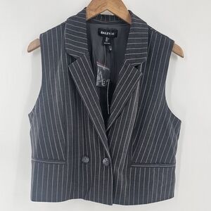Bailey 44 Dark Gray and White Pinstripe Tailored Women's Vest Size Large
